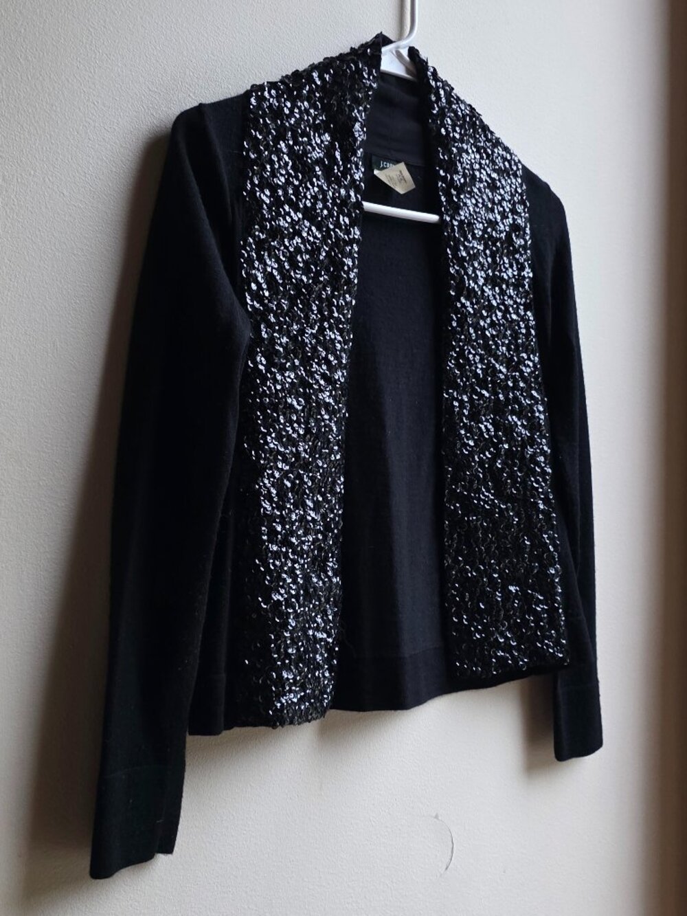 J. Crew 100% Merino Wool Sequined Open Cardigan Size XS